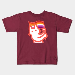 owie waving lesbian pride flag Kids T-Shirt